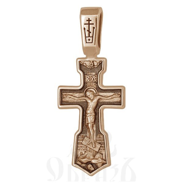 крест с молитвой животворящему кресту «спаси, господи, люди твоя», золото 585 проба красное (арт. 201.492-1)