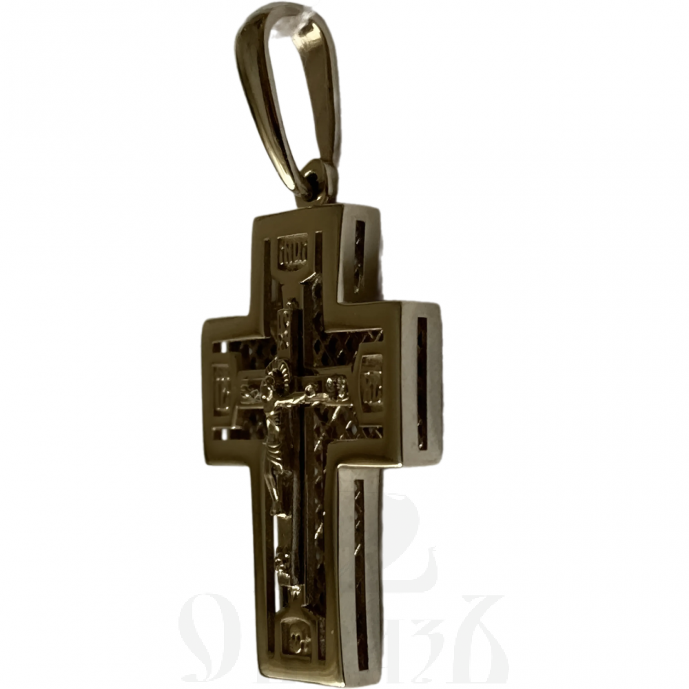 золотой крест с молитвой "спаси и сохрани", 585 проба белого цвета (арт. п-1426-з5б)