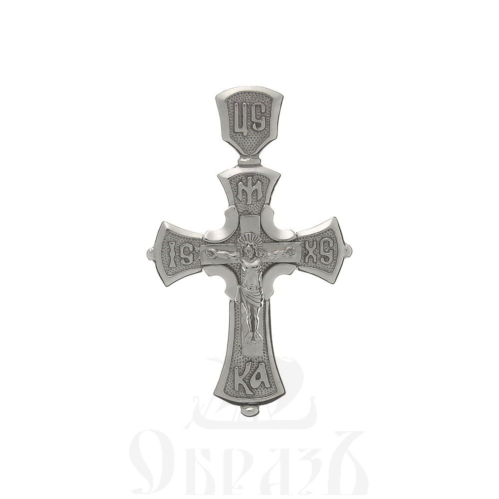 золотой крест с молитвой "спаси и сохрани", 585 проба белого цвета (арт. п10071-з5б)