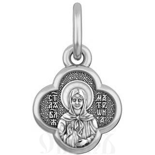 нательная икона святая блаженная матрона московская, серебро 925 проба с родированием (арт. 21.102р)