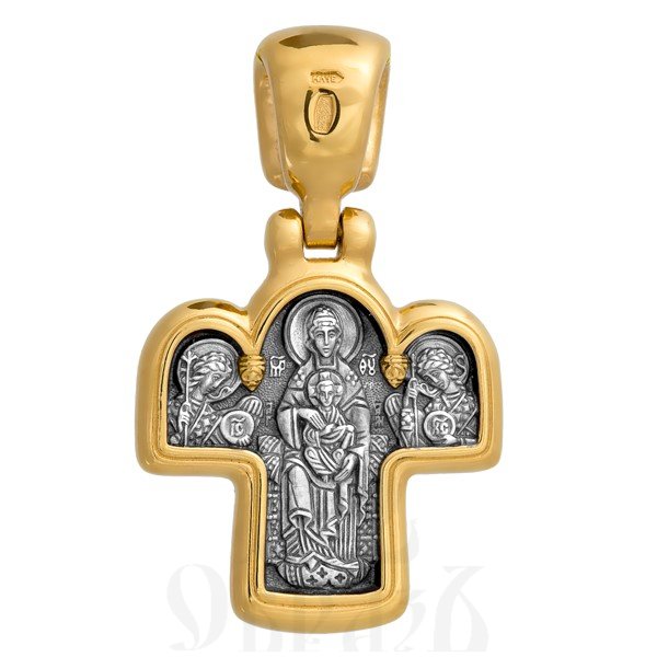 крест «спас на престоле. божия матерь на престоле», серебро 925 проба с золочением (арт. 101.027)