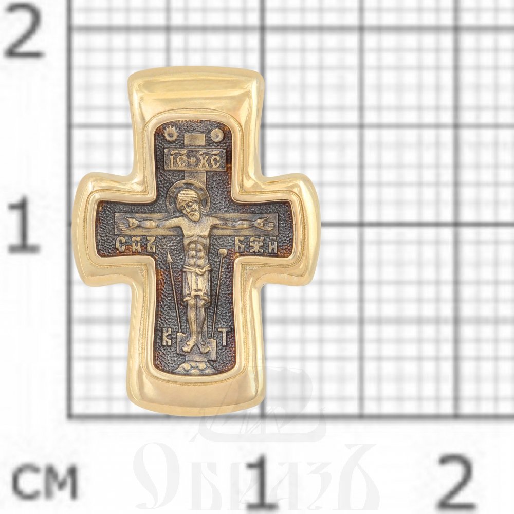 крест «распятие. свт. николай чудотворец. молитва», золото 585 проба желтое (арт. 201.276)